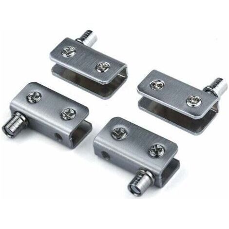 Furniture HingeGlass Door Hinges 90° Pivot Hinge, Punch-Free Glass, Stainless Steel, Fit for 5-8mm Glass,Starlight,Pack of 4 (1/4)