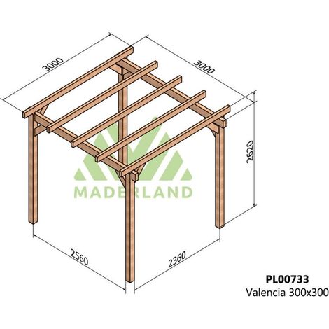 Pérgola de Madera Laminada Valencia (Maderland) - Gardeneas - 300 x 300 cm