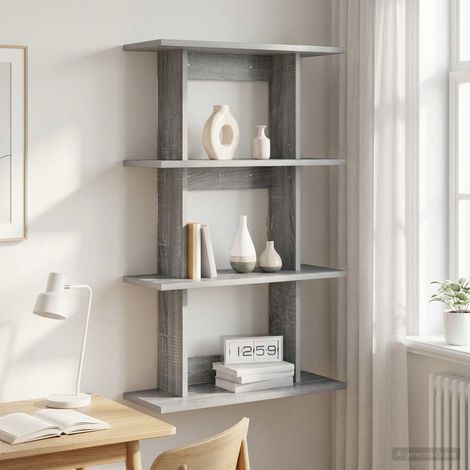 Étagère murale de rangement en bois d’ingénierie gris Sonoma 56 x 20 x 90 cm - PANGIVO (1/5)