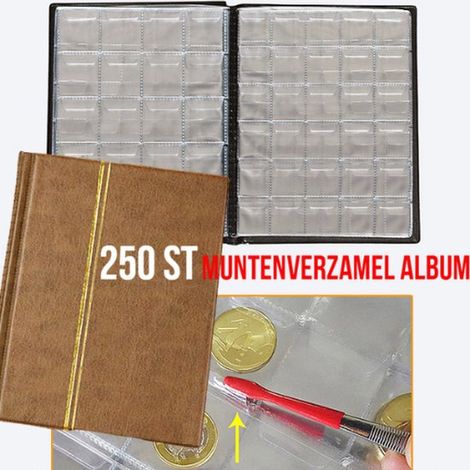 Album de rangement pour pièces – Capacité 250 pièces – Bord de protection anti‑chute – Couleur beige et marron (1/3)