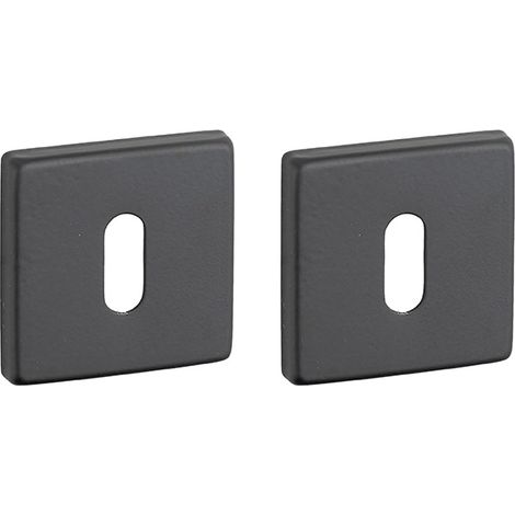 Coppia di rosette quadrate 50 x 50 mm con foro chiave, nero opaco – THIRARD