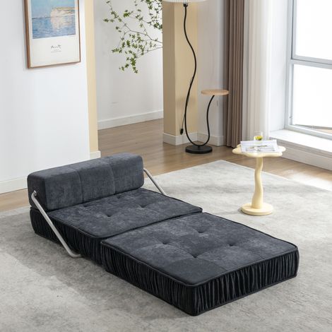 Schlafsofa 2-Sitzer Modulbar 2-in-1 mit Schlaffunktion, Bodensessel mit Federn, Grau (1/5)