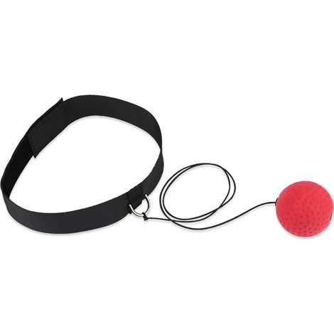 Gants de boxe avec ballon de réflexion et bandeau, entraînement de combat, soulagement du stress, rouge (1/5)