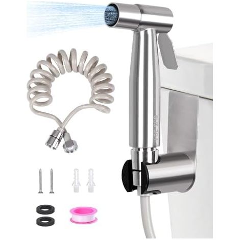 Kit Douchette WC pour Bidet de Toilette avec Crochet Réservoir Eau + Tuyau Flexible Douche Télescopique Pulvérisateur Hygiène Personnelle en Salle Bain - (1/5)