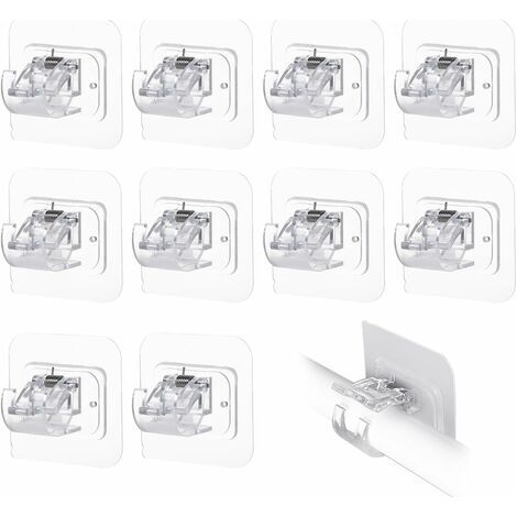 LaBlanc - Lot de 10 supports de tringle à rideaux transparents, sans perforation, auto-adhésifs, pour fixation de tringles à rideaux (1/5)