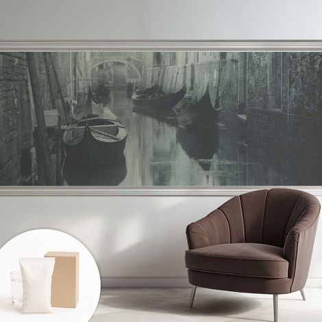 Tapete Vliestapete mit Kleber - Wanddekoration Wohnzimmer - Tapete Schlafzimmer Alter Kanal 250x104 cm (1/5)