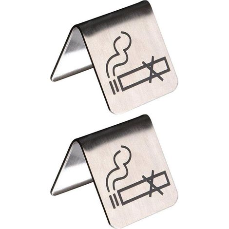 Panneau De Table Non Fumeur 2 Pièces en Acier Inoxydable Carte Non Fumeur Indicateur De Logo De Bureau Non Fumeur pour Location Maison Cabine Hôtel Restaurant