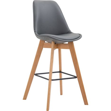 Tabouret de bar x1 style scandinave avec assise en similicuir gris et structure en bois naturel 100005985 (1/5)