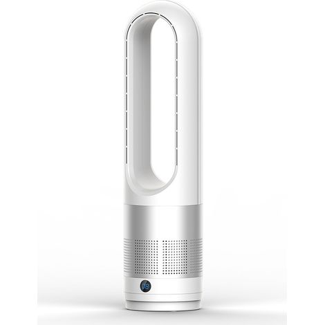 Ventilatore a torre silenzioso senza pale con telecomando, 8 velocità, oscillazione 80°, timer, display LED, adatto per camera da letto e ufficio, bianco