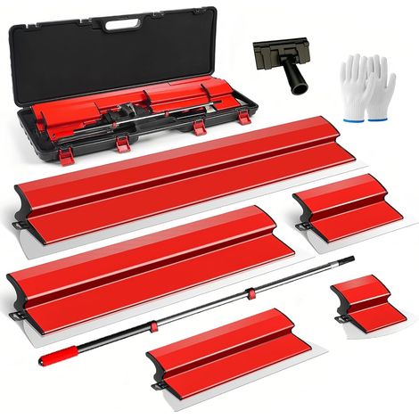 Spatule Enduit Lissage Set,Lame à Lisser en Acier Inoxydable,Lame de Spatule,Outils de Spatule(15cm, 25cm,40cm,60cm,80cm),pour Enduire les Murs et les Plafonds (1/5)
