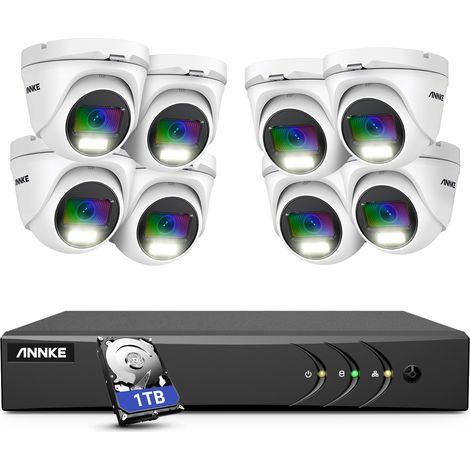 ANNKE 8CH CCTV Kit DVR 82MP cámara a todo color visión nocturna inteligente impermeable monitoreo remoto sistema de cámaras de seguridad - 1TB HDD (1/5)