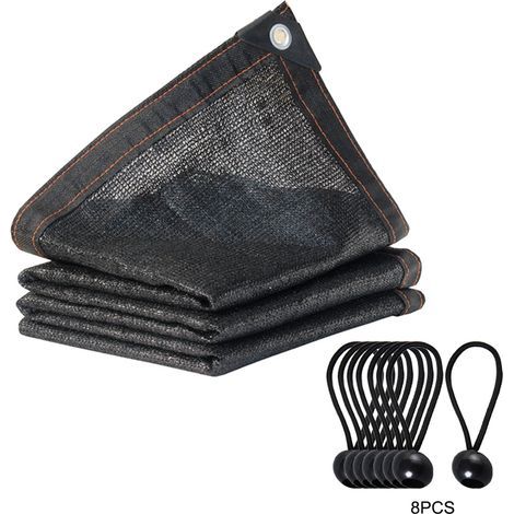 Voile d'ombrage avec oeillets et cordes pour jardin 2x2 mètres - 65% à 75% de protection solaire - Matériau PE légère et respirant - 1 filet de plantes et 8 cordes balles (1/4)