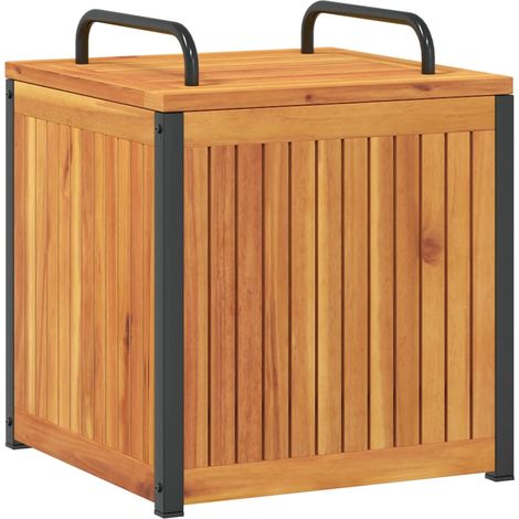 Baúl de cojines jardín madera maciza acacia acero 45x45x45/53cm vidaXL