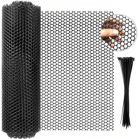 Grillage Plastique 6 m × 40 cm Noir Découpable (1/5)