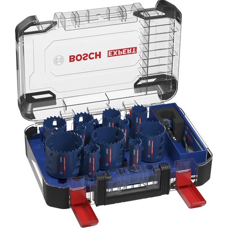 Bosch 14x Set universal de seghe de seghe a corona EXPERT Multi Material PC Plus (per legno con metallo, mattoni, Ø 20, 22, 25, 32, 32, 35, 35, 40, 44, 51, 60, 68, 76 mm, Accessori professionali forat (1/4)