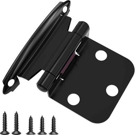 Set of 10 Black Self-Closing Cabinet Hinges with Screws Metal Furniture Hinge (1/4)