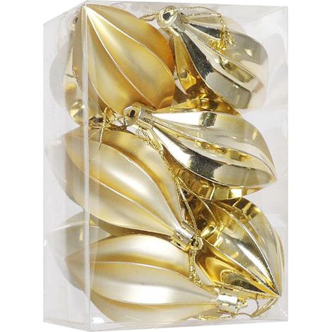 Guirlande De Décoration De Noël - Boules En Plastique Forme De Carambole - Or - 12 Pièces (1/5)