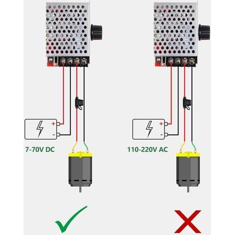Drehzahlregler für Gleichstrommotoren, ausgestattet mit einer 30A-Sicherung, gesteuert durch einen Weitbereichsschalter 7-70V mit einer 30A-Sicherung. (1/5)