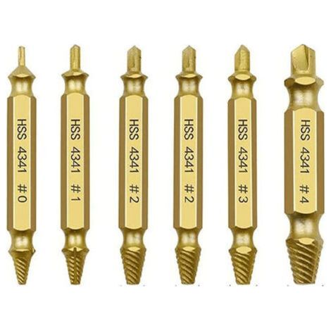 6pcs Damaged Screw Extractor Kit, Stripped Screw Extractor, Broken Thread Titanium Extractor, Stud Maintenance Tools, Screw Removal Tool, Broken Bolt Extractor and (1/4)