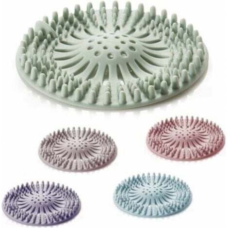 5-Piece Shower Drain Covers, Silicone Shower Hair Catcher Filter Tube Drainer Hair Catcher Stopper with Suction Cup for Kitchen and Bathroom