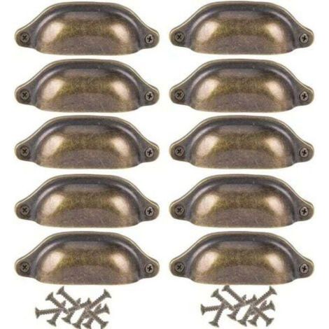 10Pcs Poignée Coquille Rétro Poignee de Meuble Vintage pour Placards Armoire Commode Tiroirs (1/4)