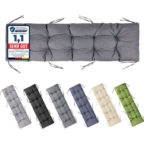 Garronda Coussin Exterieur Impermeable 180x50 cm pour Banc de Jardin Canapé Extérieur et Balancelle Coussins d'Assise Résistant UV pour Terrasse Balcon et Intérieur avec Cordons GD-0219 Graphite (1/5)