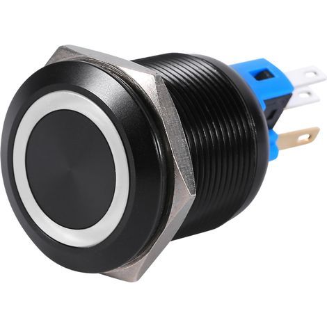 22mm 12V-24V Waterproof Self-Locking Push Button Switch White LED (1/5)