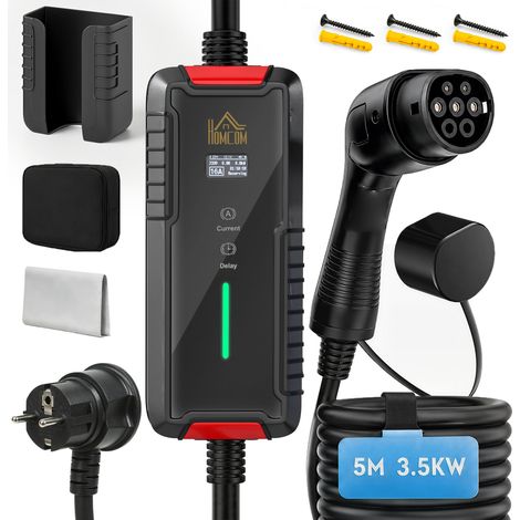 HOMCOM Caricabatterie Auto Elettrica 3.5 kW Tipo 2, Timer (1/5)