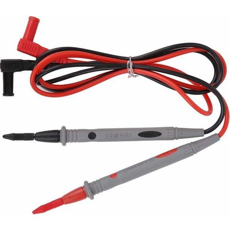 Fils de test multimètre silicone 1000V 20A – 2 pièces rouge/noir, prise banane 4 mm, sonde cuivre plaqué-or (1/4)