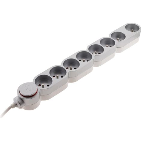 Bloc Home 8 prises 16A 2P+T avec interrupteur et fiche parafoudre - Silver - câble HO5VV-F 3G1 1,5m (1/5)