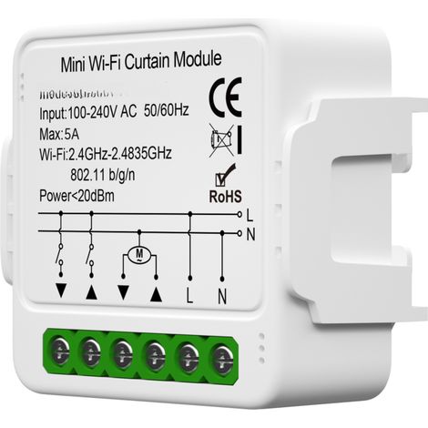 Module de commande intelligent pour rideaux, stores et volets roulants : contrôle via application, minuterie et partage de groupe. (1/5)