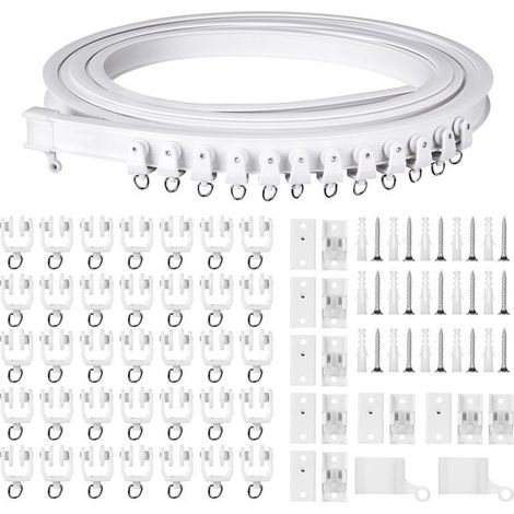 Rail de rideau flexible pliable 5 m - Montage au plafond - Rails et raccords robustes - Système de tringle à rideaux (1/5)