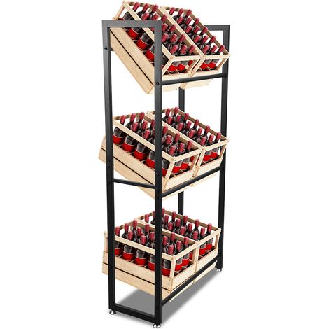 Randaco 3 piezas Estantería para Cajas de Bebidas Estantería con Patas para Cajas de Bebidas 6 Cajas Soporte para Botellas 71x30x140cm
