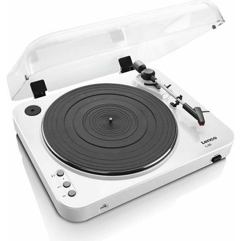 Platine vinyle USB semi-automatique blanche, 33/45 tours/minute (1/3)