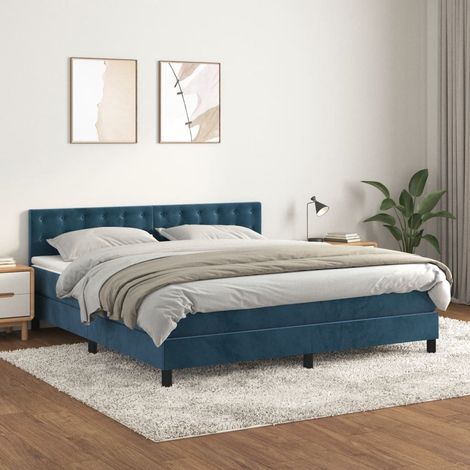 Boxspringbett mit Matratze Dunkelblau 160x200 cm Samt vidaXL (1/5)