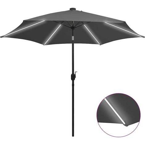 Parasol de jardin-Parasol de balcon et lumières LED mât en aluminium anthracite 509694 (1/5)