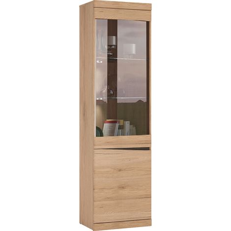 Vitrine Türen links mit Beleuchtung SANFORD-129 in Eiche hell Nb., B/H/T: ca. 54/196,5/40 cm (1/5)