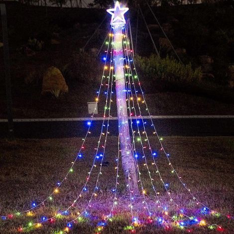 Guirlande lumineuse d'étoiles pour décoration de Noël extérieure, 5 m (16,4 pi) pour sapin de Noël, 320 DEL, 8 modes de mémoire, avec 35,5 cm (14 po) d'éclairage (1/5)
