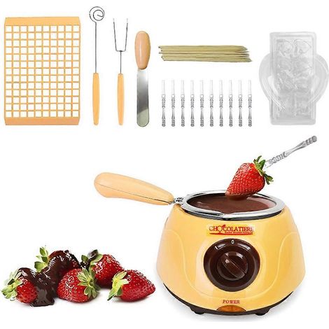 Fondoir à chocolat Aoresac, machine à chocolat chaud avec spatule, moules et 10 bâtonnets en bois (1/5)