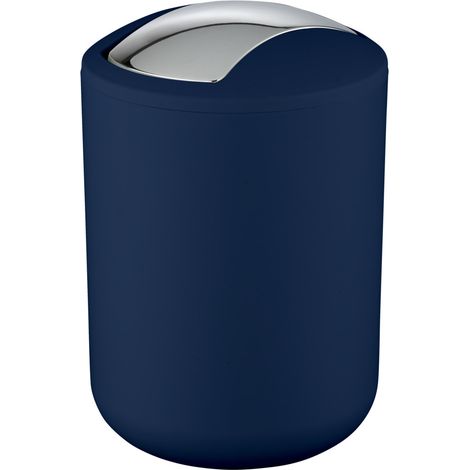 WENKO Schwingdeckeleimer Brasil Dunkelblau S, 2 Liter, Blau, Kunststoff (TPE) dunkelblau