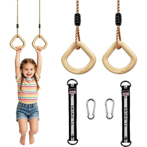 Trapèze Balançoire, Balancoire Exterieur Bois Balancoire Enfant avec Corde en Chanvre Réglable Jeux Jardin Extérieur Intérieur Gymnastique Intérieure Et Extérieure pour Enfants (1/5)