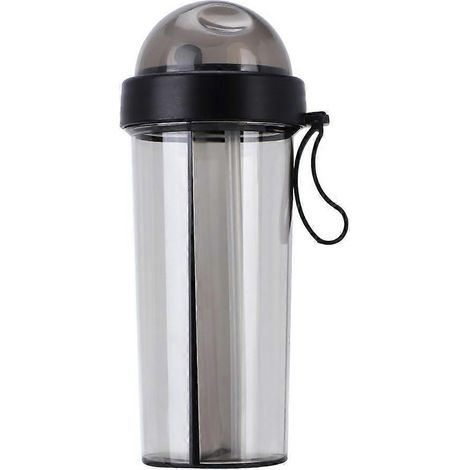 Gourde portable 420/600 ml avec double paille, gobelets séparés, bouteille d'eau en plastique, gourde de sport, bouilloire d'extérieur