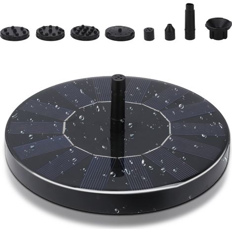 Randaco SolarPumpe 1.5W Solar Fontäne Solar Teichpumpe 6 Fontänenstilen 190L/h Sola Wasserpumpe Solarbrunnen