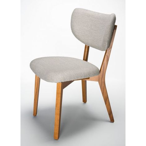 Sedia legno moderna imbottita - Telaio MONOBLOCCO in Frassino tinto ROVERE - Rivestimento BOUCLE - Sabbia - SURI Wood Colore Sabbia (1/5)