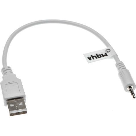 vhbw USB Charging Cable compatible with AKG K490NC, K495NC, K840KL, N60NC, NC60NC Headphones - USB to 2.5mm Audio Jack, 55cm, White