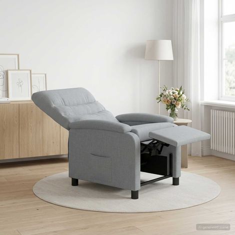 vidaXL Recliner Gris Claro Tela (1/5)