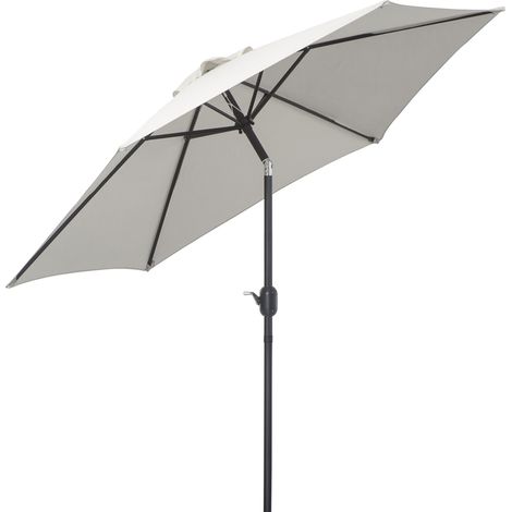 Neigbarer Gartenschirm, Ø 2,6 m x 2,35 m (H), 180 g/m² wasserdichtes Polyestergewebe, Kurbelgriff, cremefarbenes Aluminium