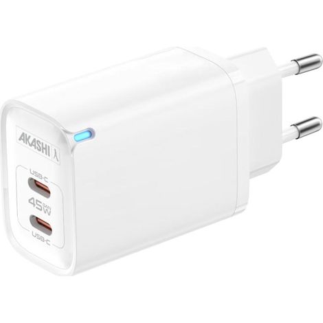 Chargeur secteur double USB-C AKASHI ALTACPD45WH