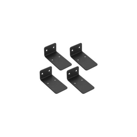 Set aus vier Wandregalhalterungen, 90-mm-Wandregalträgerstange, L-förmiger Wandregalträger, schwarzer Metallträger, verdeckte Wandregalbefestigung. – Crezuo