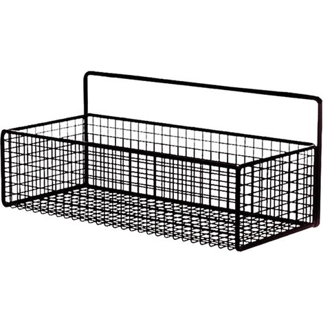 Panier Mural En Métal - Panier De Rangement Pour Cuisine Salle De Bain Épices Et Accessoires - 15 x 10 x 10 cm - Noir - 1 Pièce (1/5)